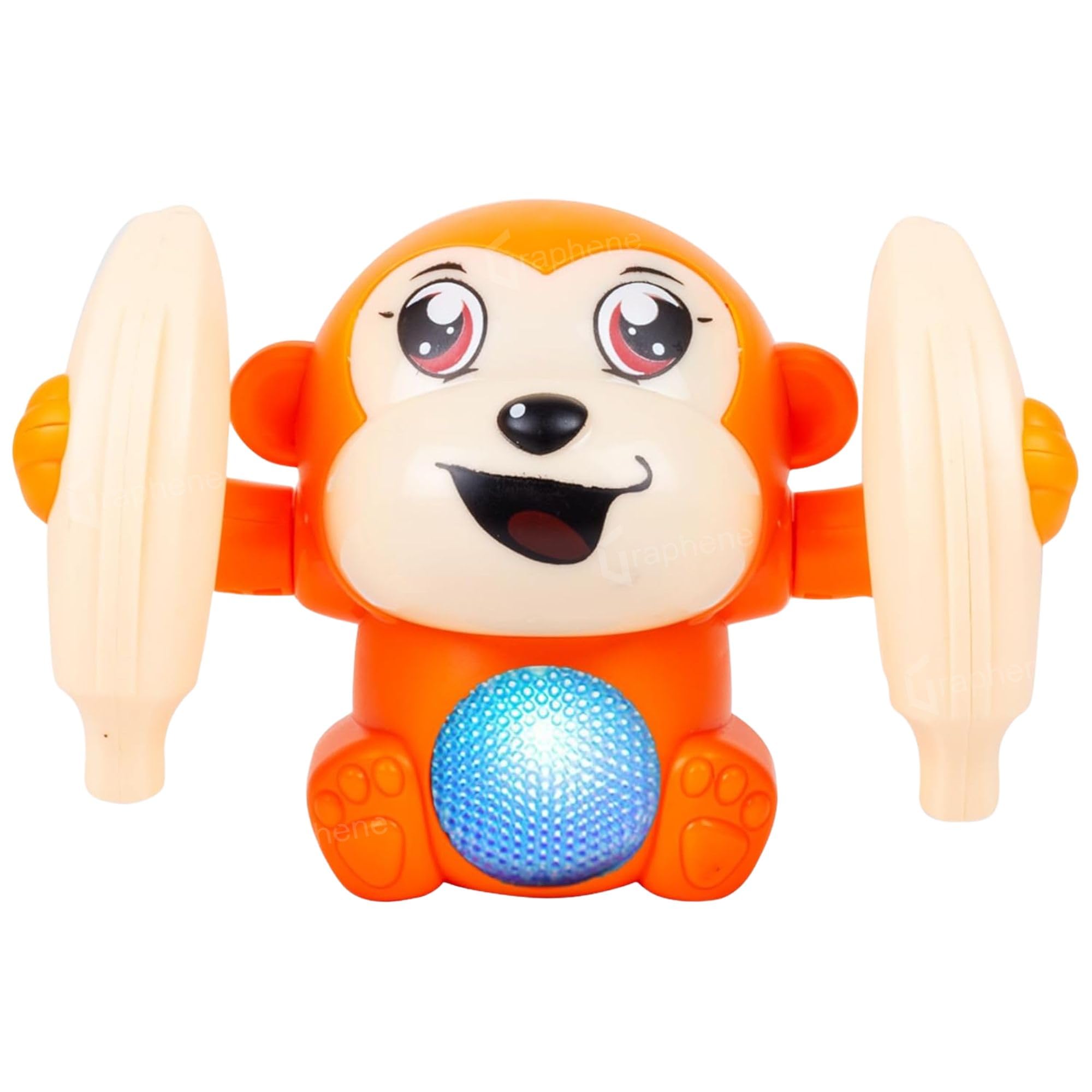 GRAPHENE Dancing and Spinning Voice Control Monkey Toy with Light and Sound, Interactive Baby Toy with Crawling Feature, Cute Banana Monkey, for Kids for Music, Fun & Learnings