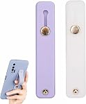 2-Pack Retractable Phone Ring Holder, 2-in-1 Adhesive Phone Grip Strap, Portable Finger Ring, Multifunctional Desktop Stand, Suitable for Most Smartphone Cases(Purple+Transparent)