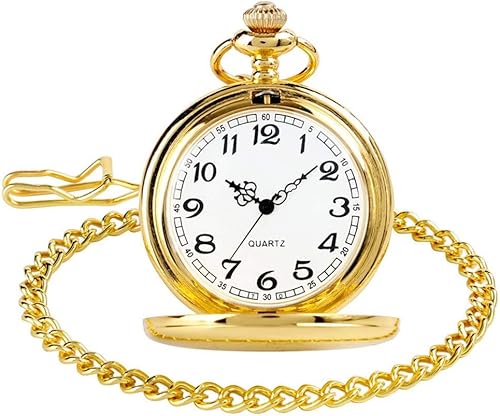 WIOR Classic Smooth Vintage Pocket Watch Silver Steel Mens Watch with 14 in Chain for Graduation Xmas Fathers Day