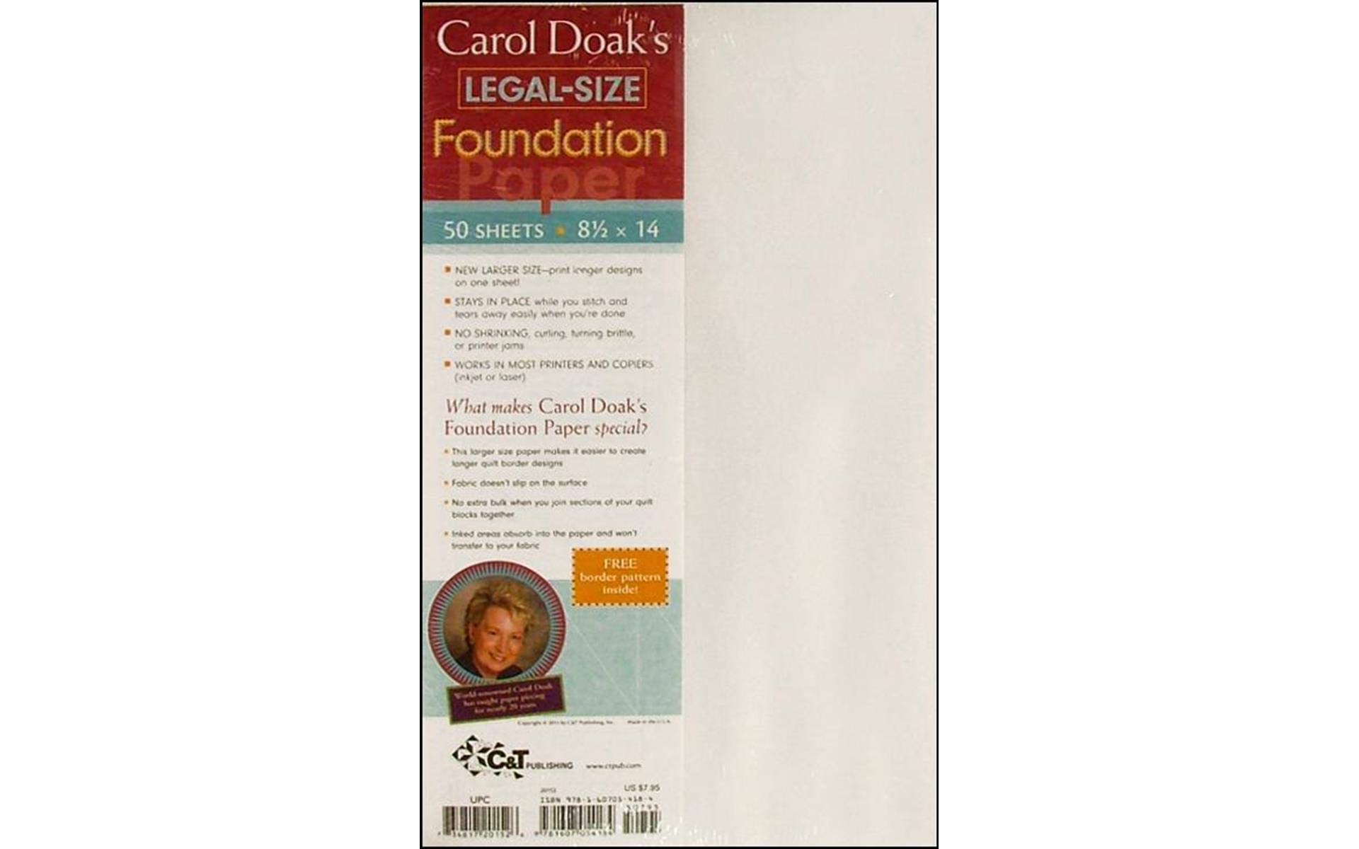 Carol Doak's Legal Size Foundation Paper: 50 Sheets, 8 1/2” x 14”