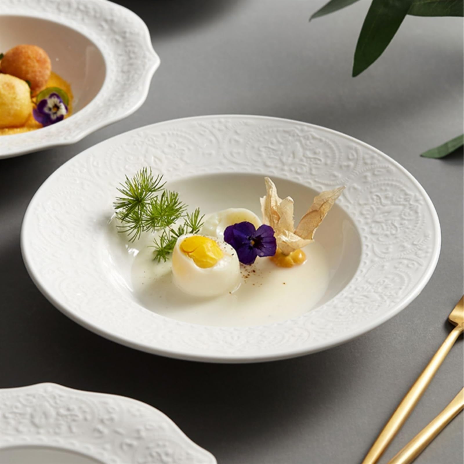 Talerze do jadalni biały ceramiczny talerz obiadowy domowy talerz na zupę okrągły głęboki talerz restauracja kawiarnia miska sałatkowa talerz deserowy talerz na przekąski talerz obiadowy (M)