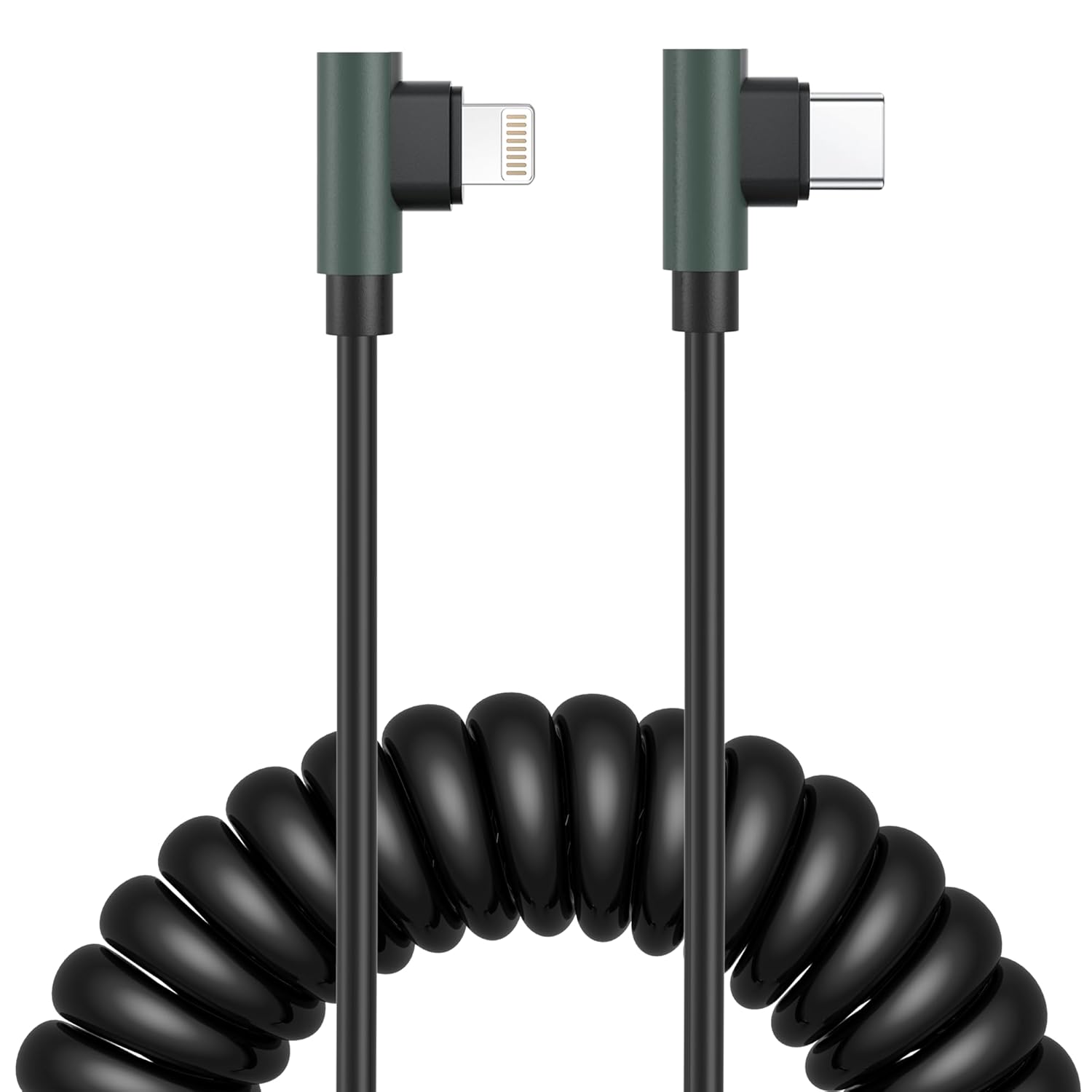 90 Degree Coiled USB C to Lightning Cable, MFi Ireland Ubuy