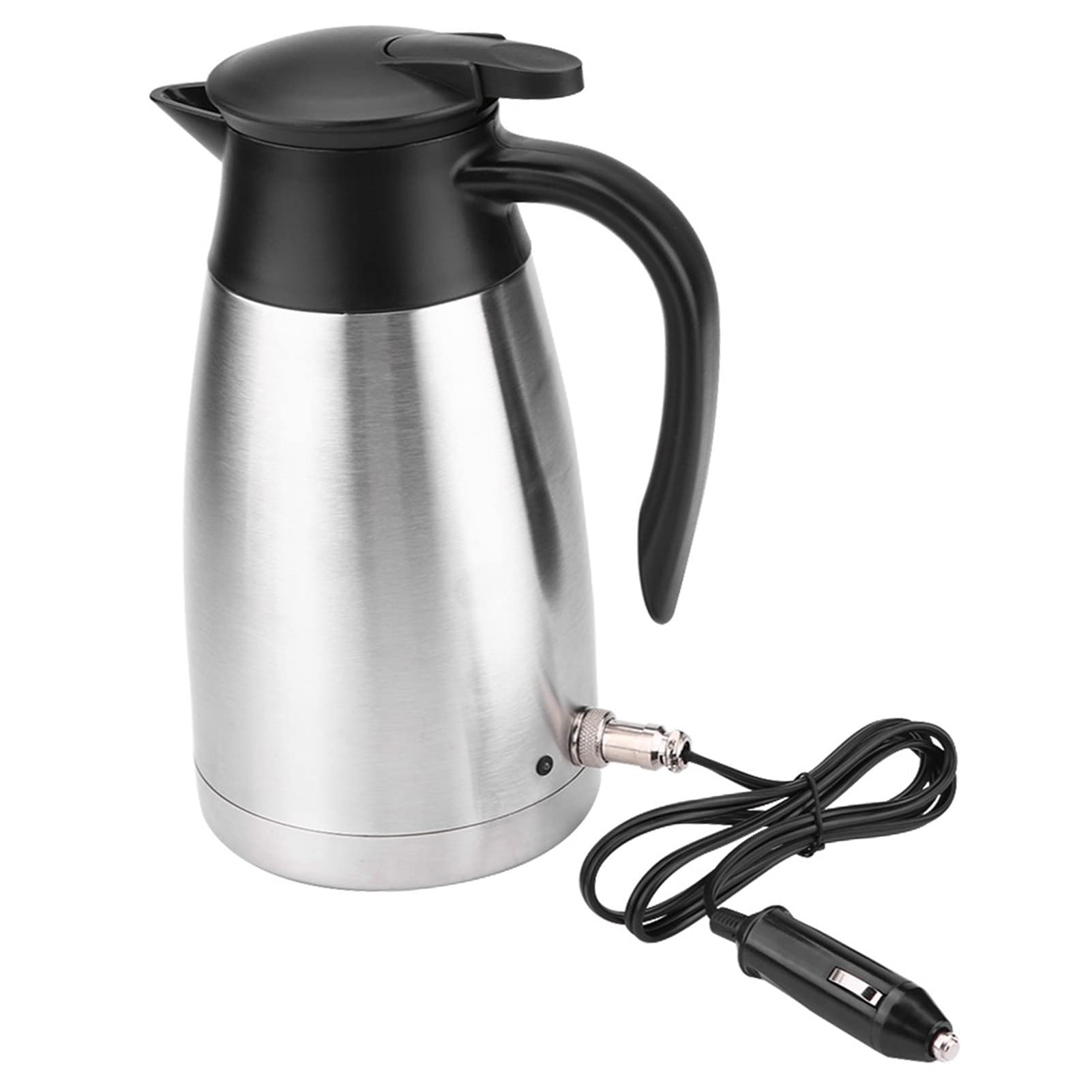 Hervidor eléctrico de 12 voltios + Hervidor eléctrico 1000ml 12V/24V Hervidor eléctrico de acero inoxidable en coche termos de viaje portátiles botella de agua calefactora