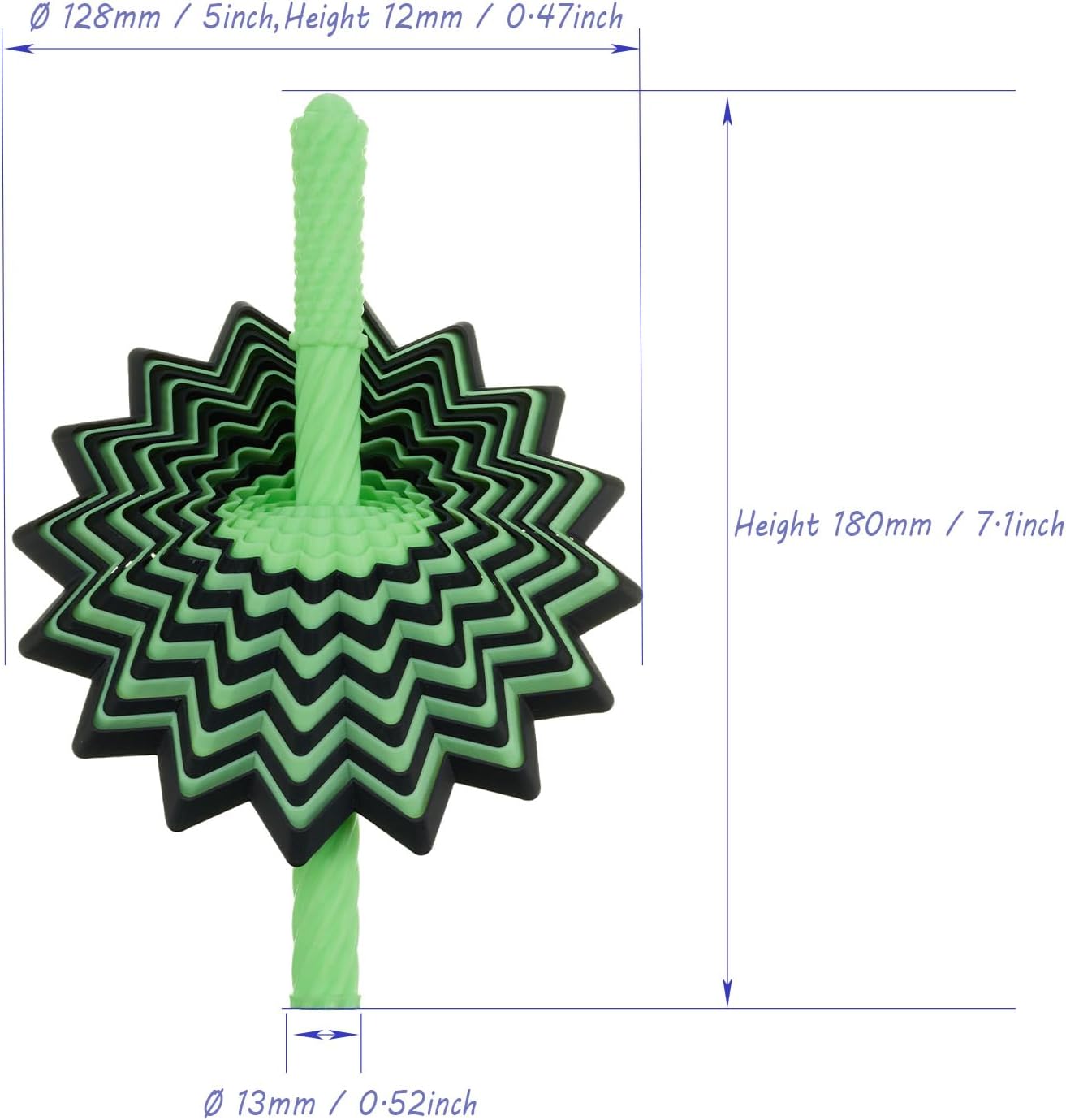 16-Layer Spinning Fidget Toy for Adults, Black & Glow Green Kinetic Desk Toy, Glow in The Dark Rotating Sensory Stress Relief Toy