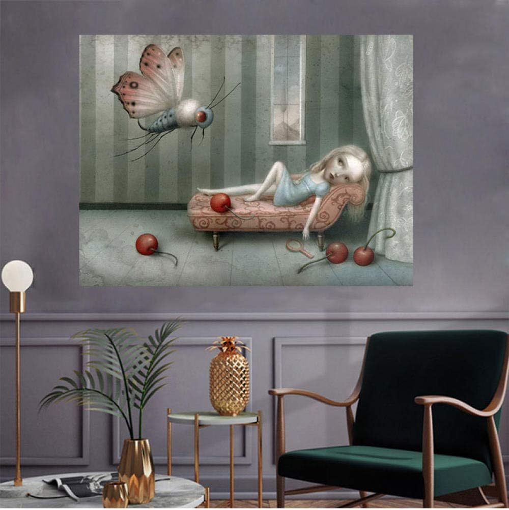 Amazon マークライデンポップシュールレアリズム絵画インテリア動物ポスター抽象壁アートパネル漫画かわいい女の子の写真ダークワールドキャンバスプリント寝室の装飾40x60cmフレームなし アートフレーム ポスター オンライン通販