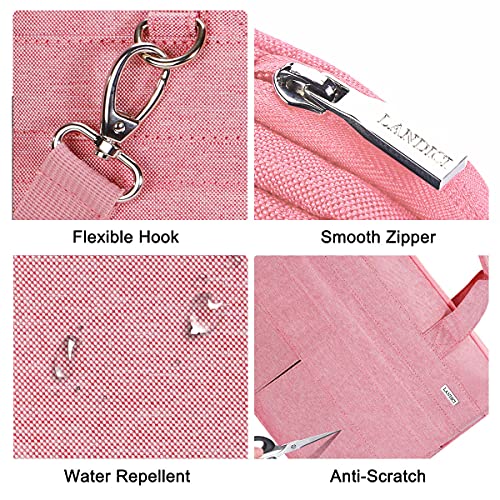 LANDICI Laptop Bag Case 15 15.6 Inch, Waterproof Computer Sleeve Cover with Shoulder Strap, Slim Briefcase for MacBook Pro 15/16 M3 M2 M1, MacBook Air 15,15-16" HP Lenovo Dell Asus Acer for Women,Pink - Image 3