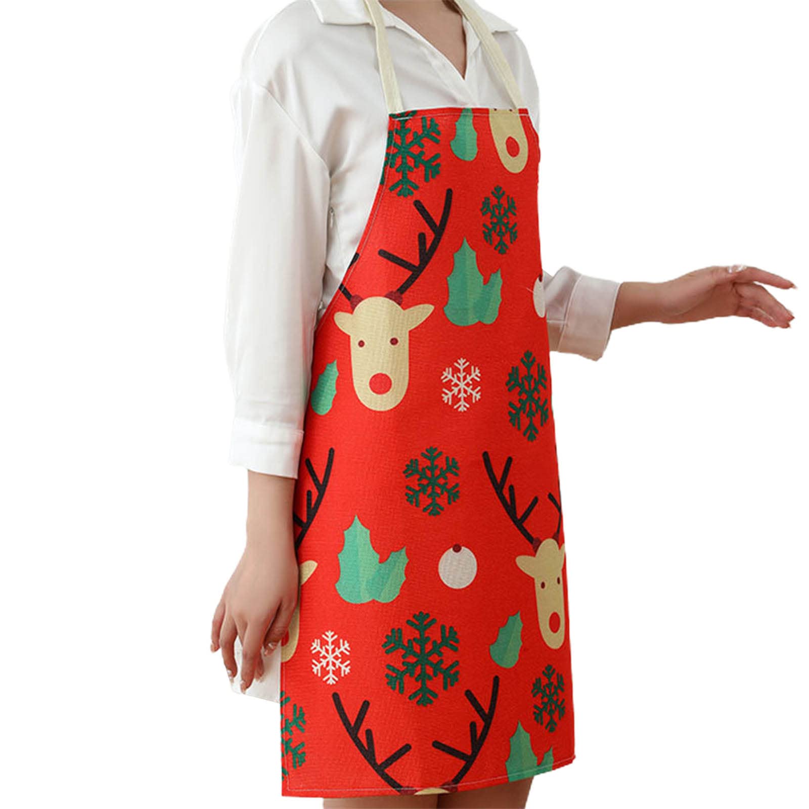 Jazuaiao Christmas Apron Kitchen Apron Bakery Cooking Decorative Red Aprons Ornament Linen Cloth Home Decoration Kitchen Women Aprons for Women