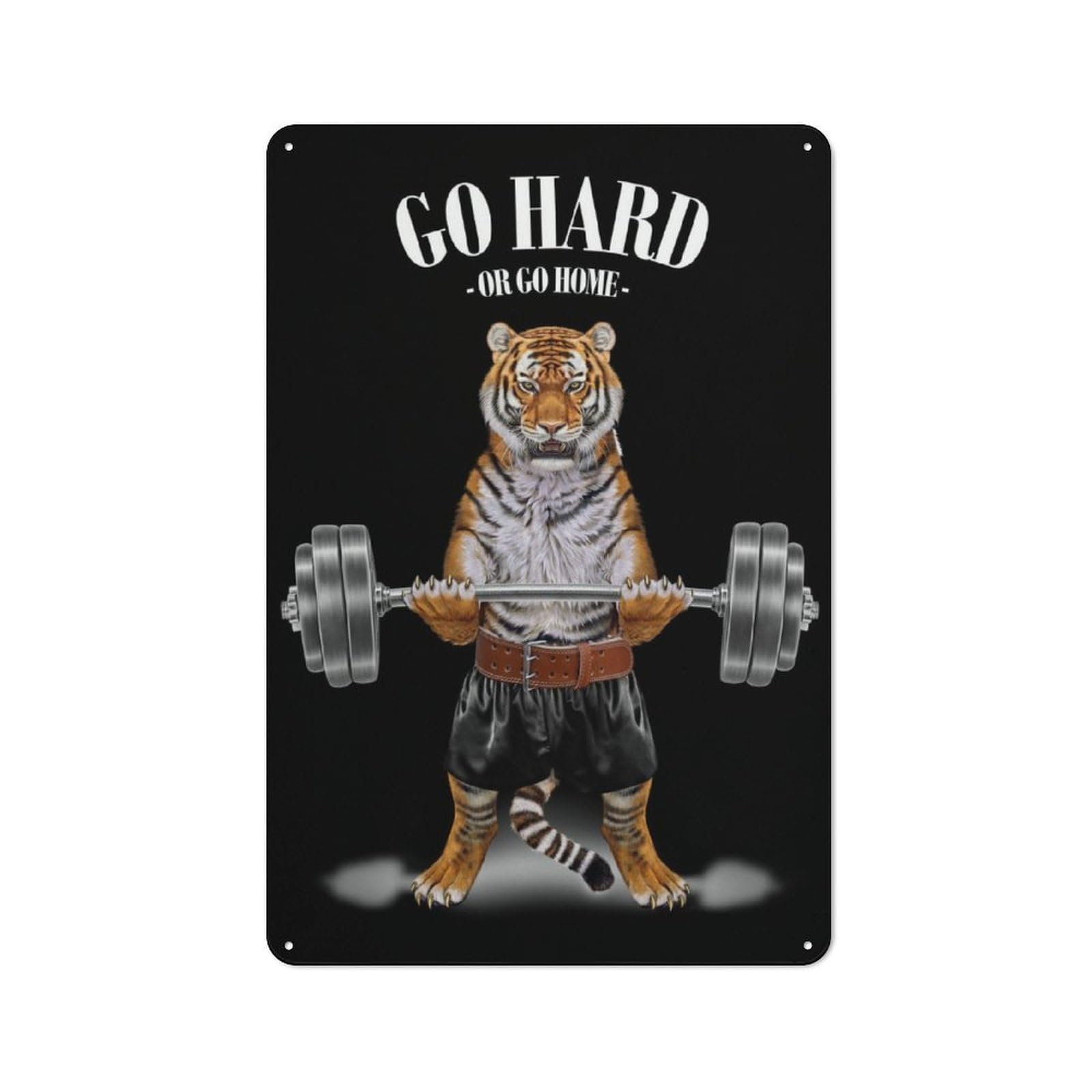 Junmoney Tiger Weightlifting Retro Metal Sign 30X20cm, Classic Pub Decor For Cafe, Pub, Workshop Or Home Bar, For Casual British Interiors