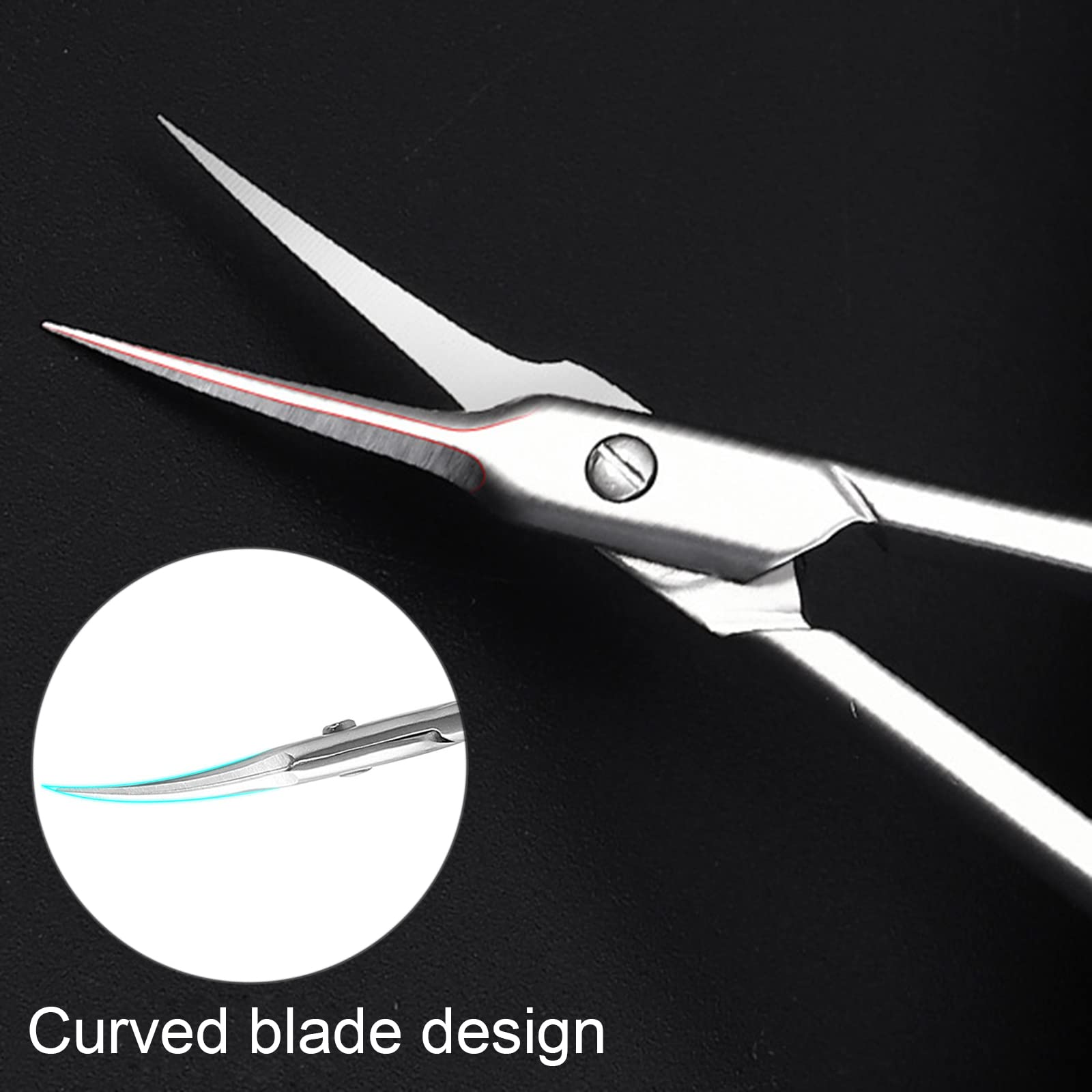 Tijeras profesionales para Cutículas, Tijeras de Belleza en Acero Inoxidable para Cejas, Bigote, Nariz Vello, Tijeras Manicura Tijeras Corta Cuticulas - 2