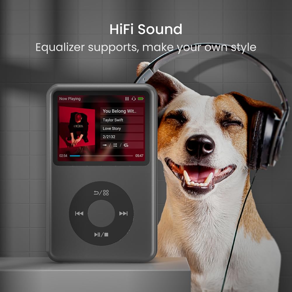 64Gb Mp3 Player with Bluetooth Y1 Portable Music Digital Players Supports Playlist Audiobook Video Nice Gadget for Kids Black — view 5