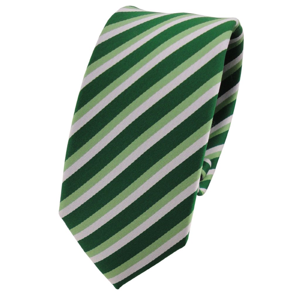 TigerTie narrow Designer tie necktie green light green silver striped