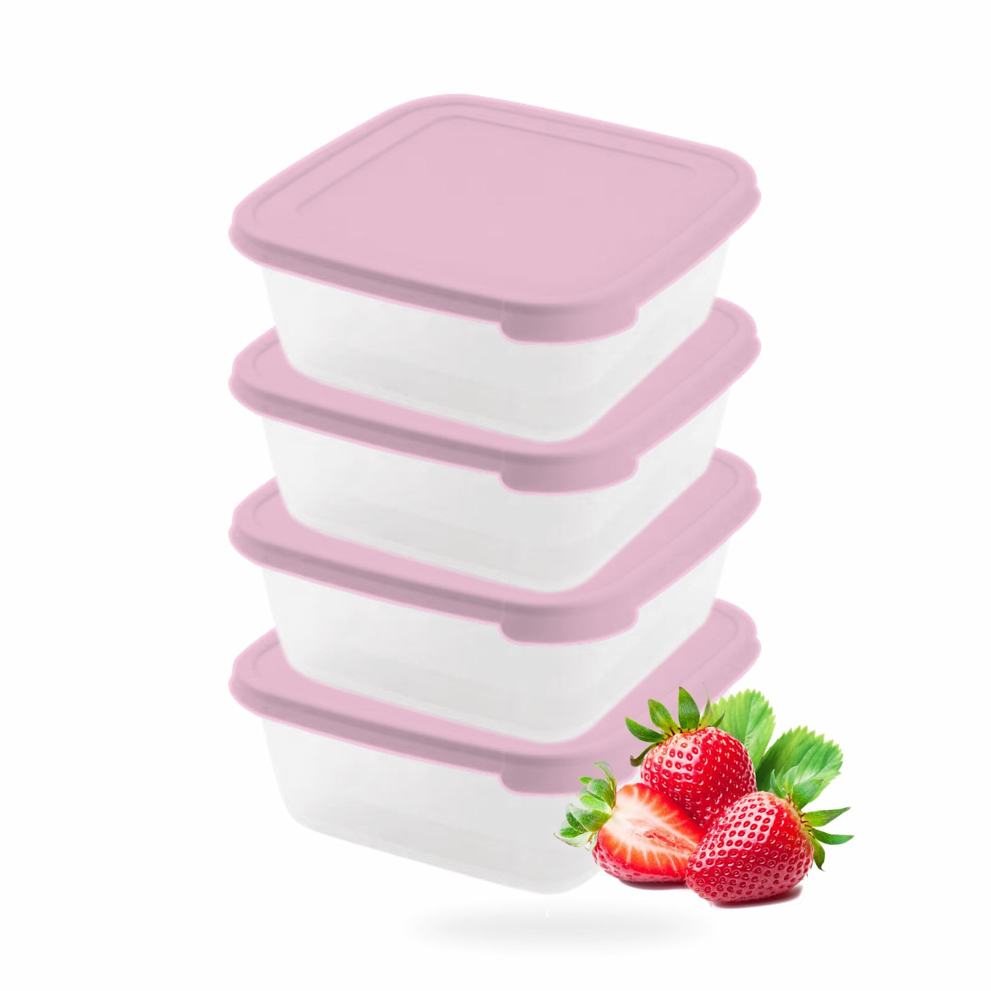 Food Storage Containers Plastic Container Set With Airtight Lids Dishwasher Safe Leak Proof Food Containers For Storing Leftovers Meal Prep Snacks Kitchen Essentials Assorted Colours Square (4Pc)