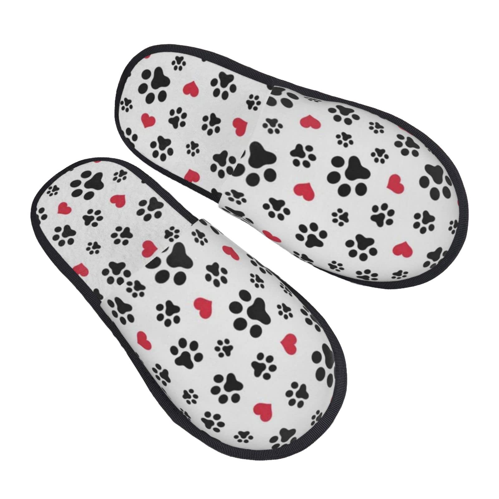 Love Cat Paw Heart Puppy Foot Print Women'S Fuzzy Slippers Soft Warm Non-Slip House Slippers Cozy Cute Home Shoes For Indoor Outdoor Bedroom