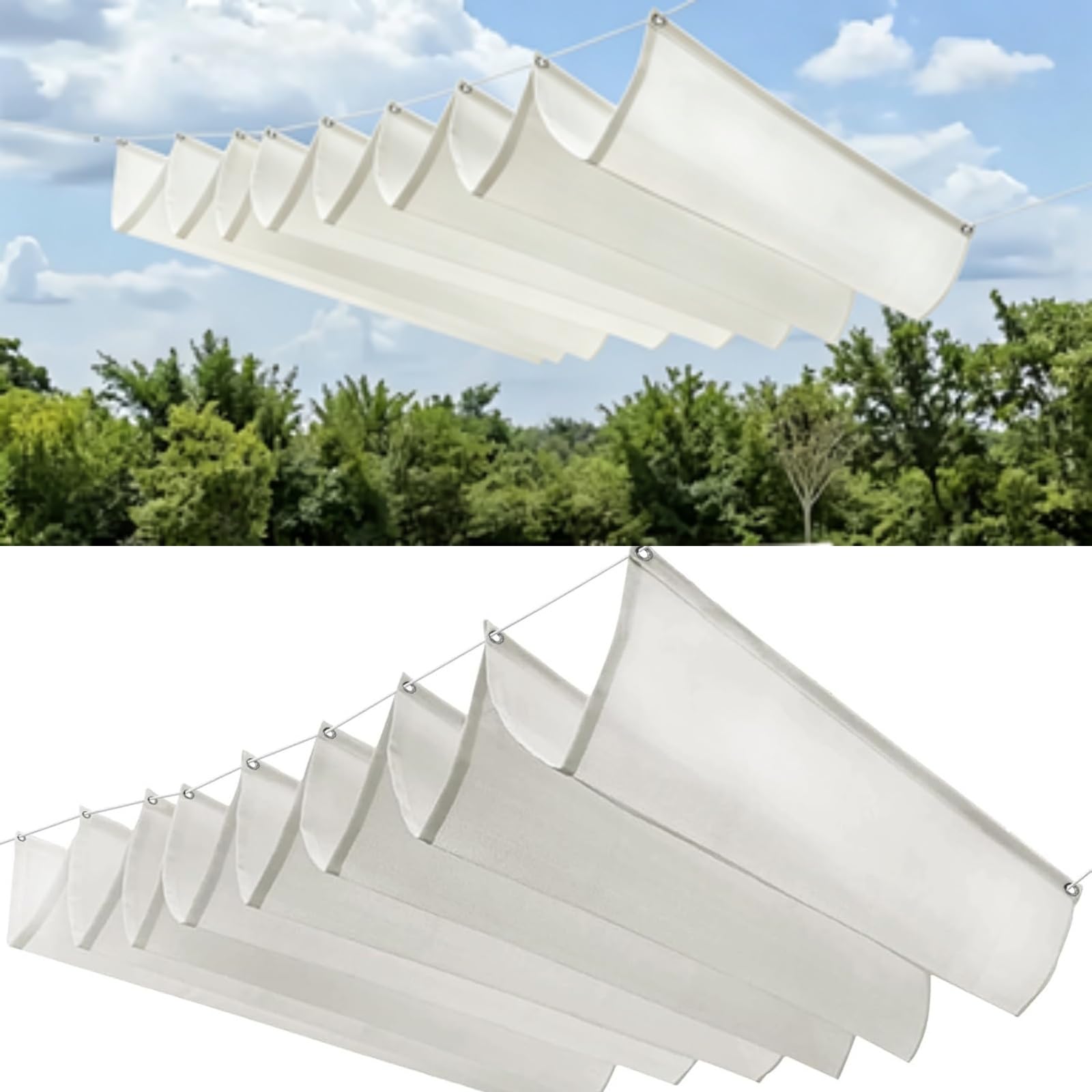 Protection solaire voile ombrage blanc 100 x 420 cm bâche terrasse balcon