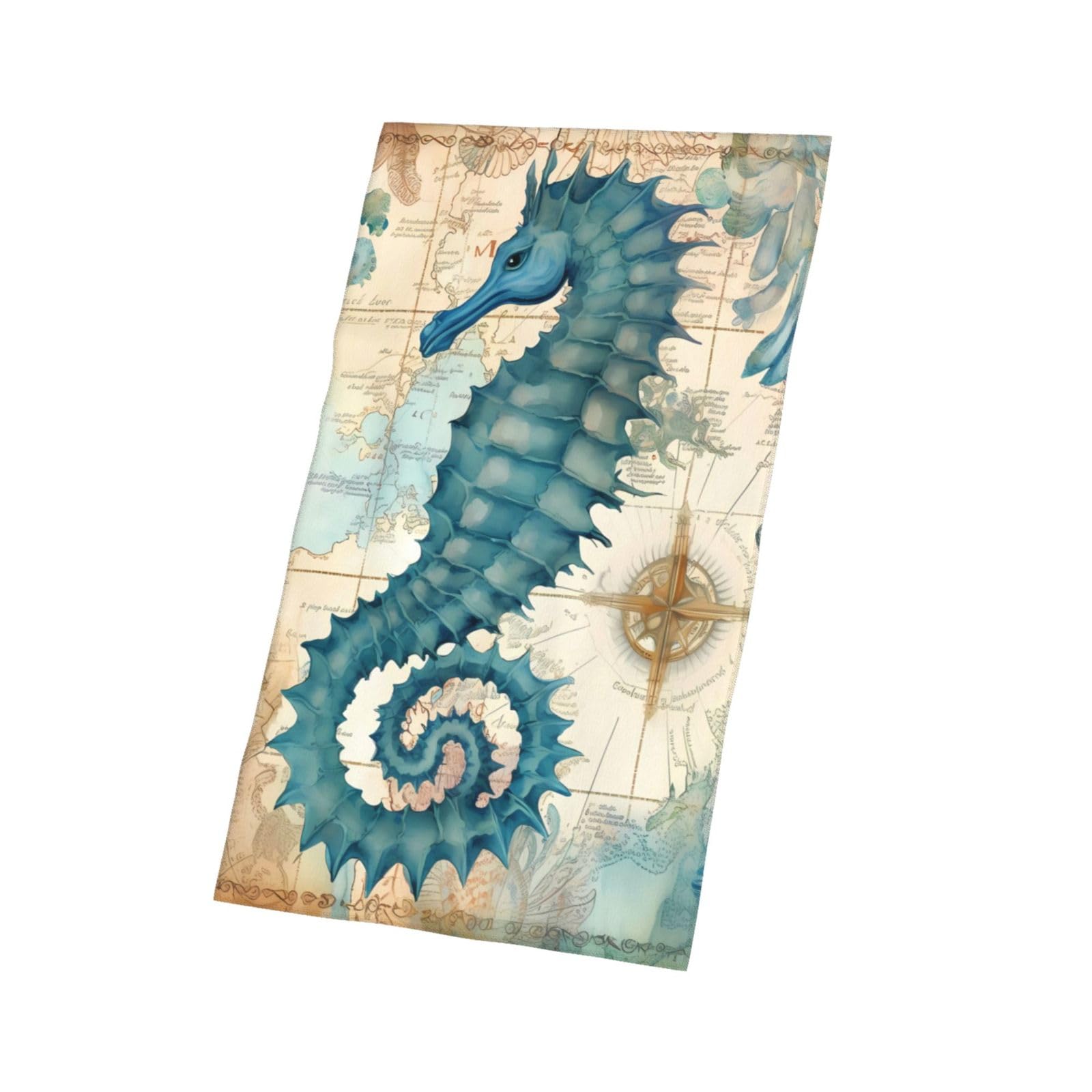 hsbolediy Ocean Seahorse Decorative Hand Towels Dish Towels 27.5×16 in for Party Bathroom Bedroom, Kitchen Towels for Cooking Baking Home Decor