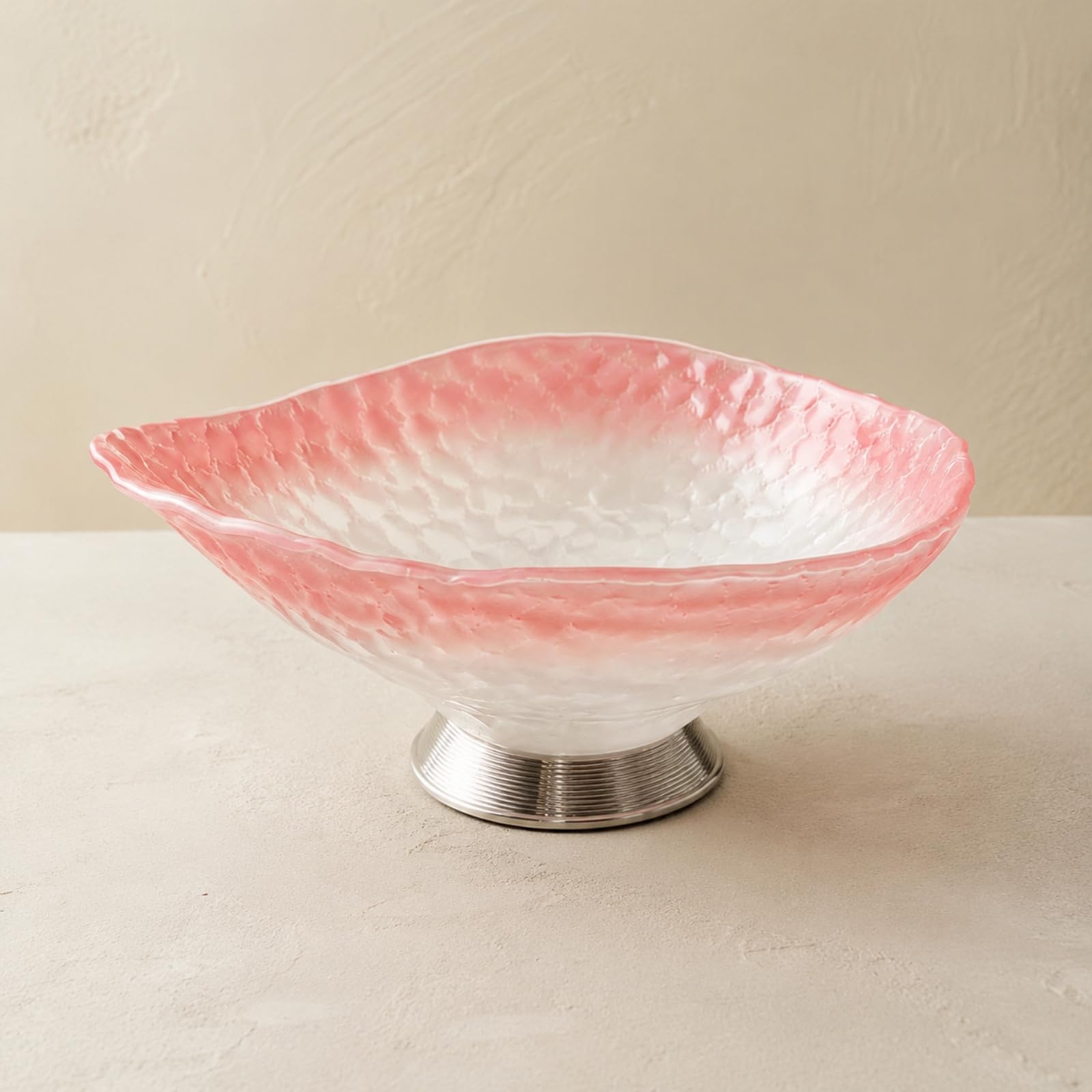 Plato Vidrio con Bor Ondulado, 44 × 37 × 18 Cm
