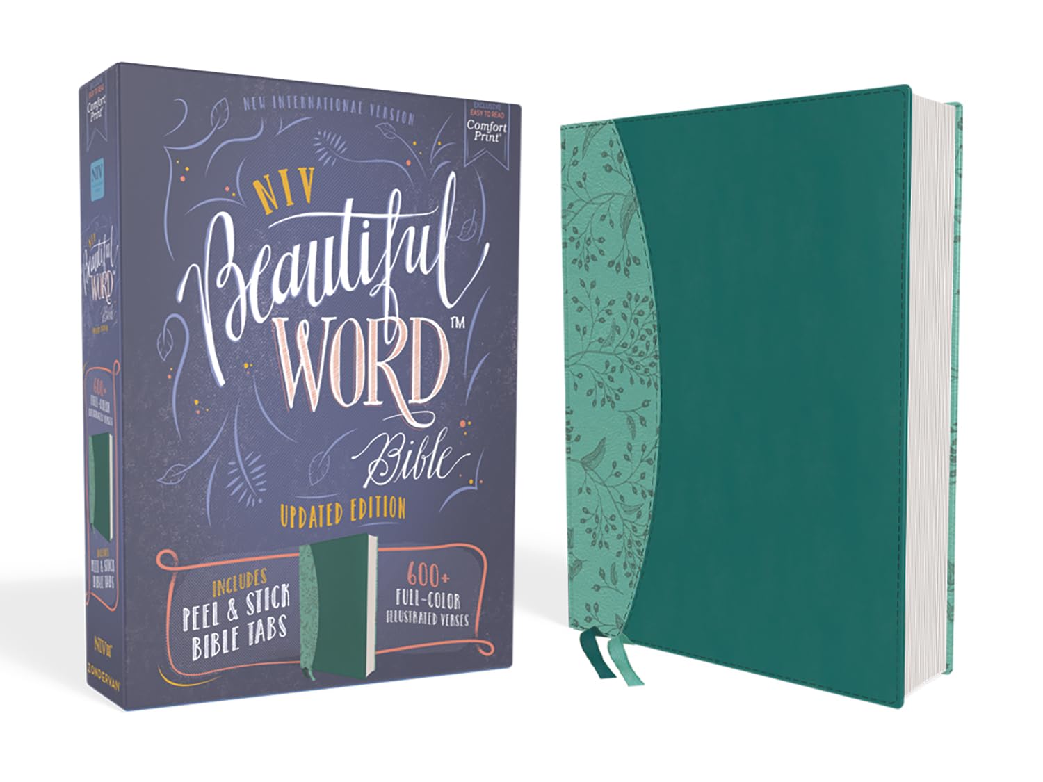 NIV Beautiful Word Bible with Peel/Stick Tabs (Updated Edition) in Teal
