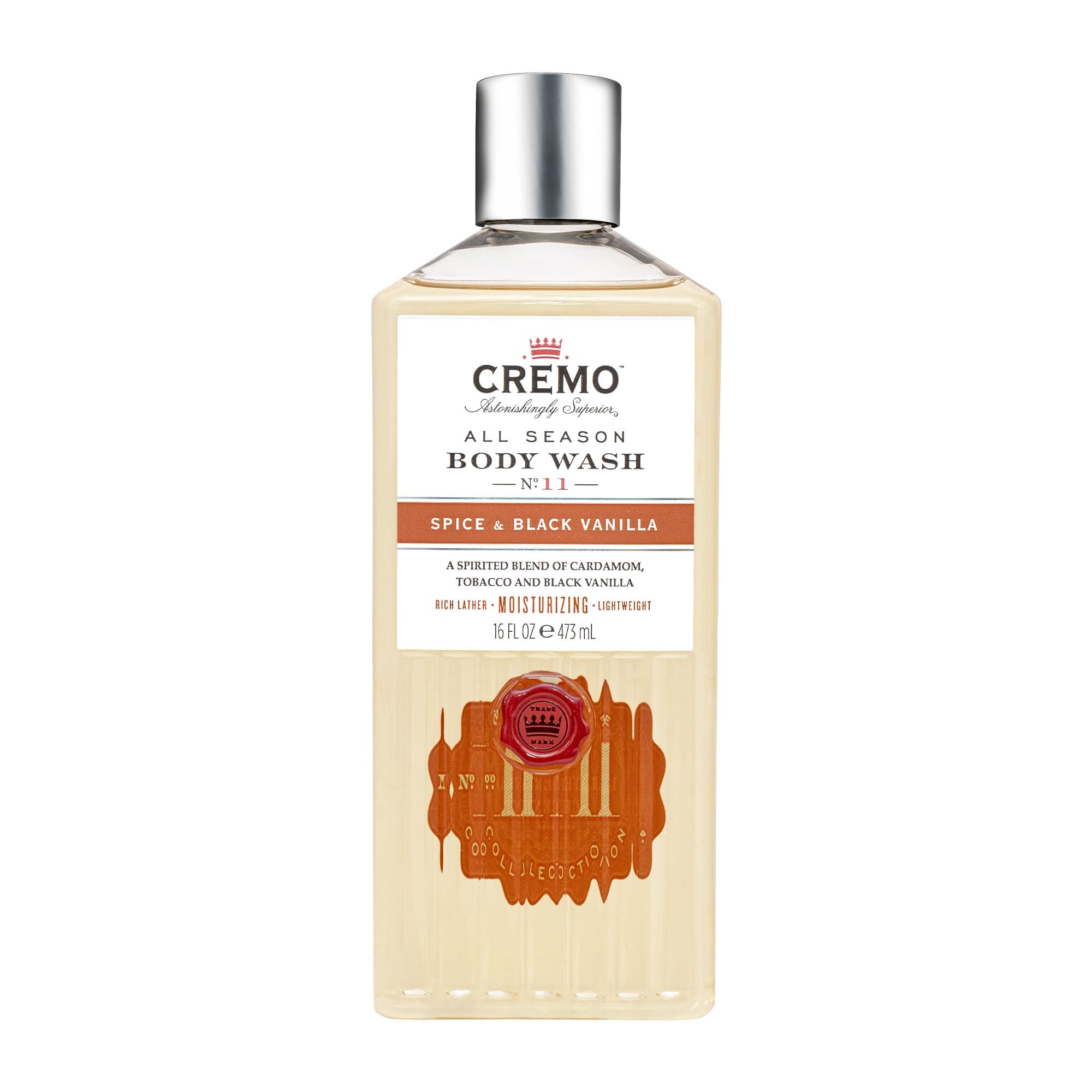 CREMO Spice & Black Vanilla Body Wash for Men - Sweet & Spicy - 473ml