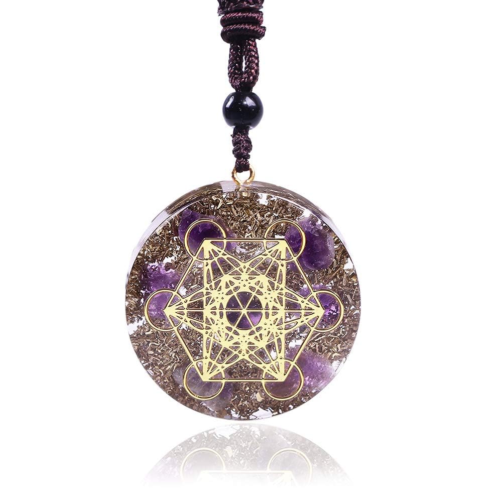 Merkaba Metatron Cube Om Orgonite Anhänger Halskette, kosmische Energie Chakra Heilsgeschenk für Frauen und Männer