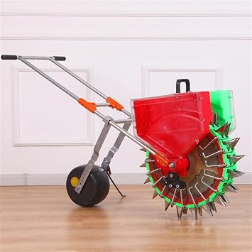 Double Port Hand Push Garden Seeder, Seed Sower & Fertilizer Applicator,Garden Push Seeder Planter,Adjustable Pitch Manual Seeder, Lawn & Garden Spreaders,for Plants Corn, Bean,12mouths