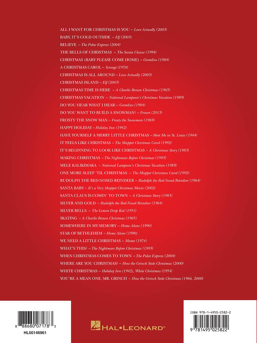 Christmas Movie Songs | Piano/Vocal/Guitar Holiday Sheet Music Songbook | Classic and Modern Film Favorites for Students and Teachers | Christmas Piano Music Score Collection