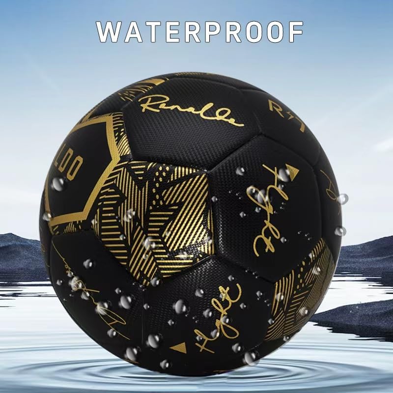 Miniatura 2 de Balón de fútbol tamaño 5, piel sintética impermeable, entrenamiento profesional y pelota oficial de partido, incluye aguja de inflado y bolsa de