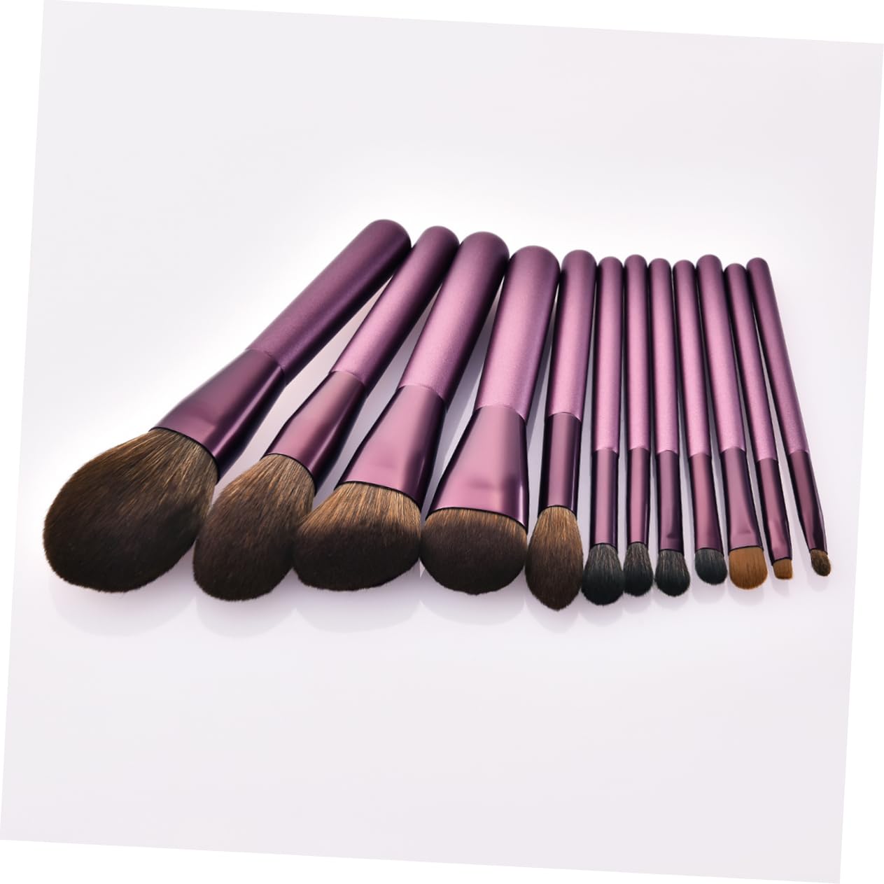 Set di Pennelli per Make-up T-12-063 12 Pezzi, Manico Legno Nylon Porpora