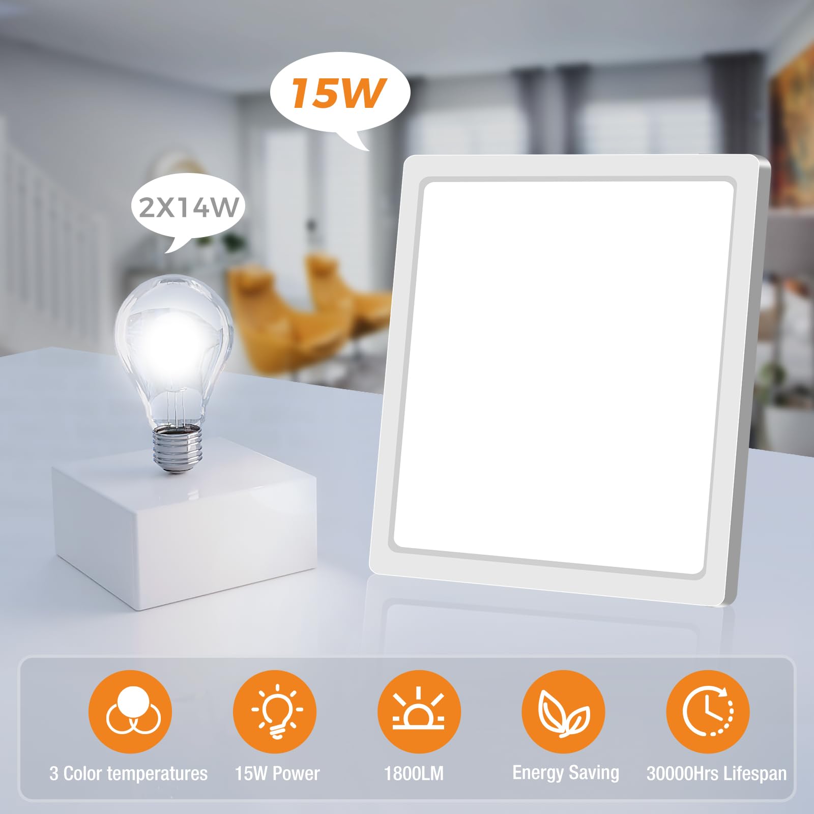 slochi 4Pack LED Ceiling Light, 3000K/4000K/6500K 3 Color Temperature, IP54 Waterproof Bathroom Light - Image 3