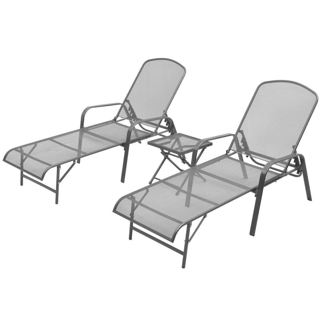 Chaise longue jardin en acier anthracite au design contemporain