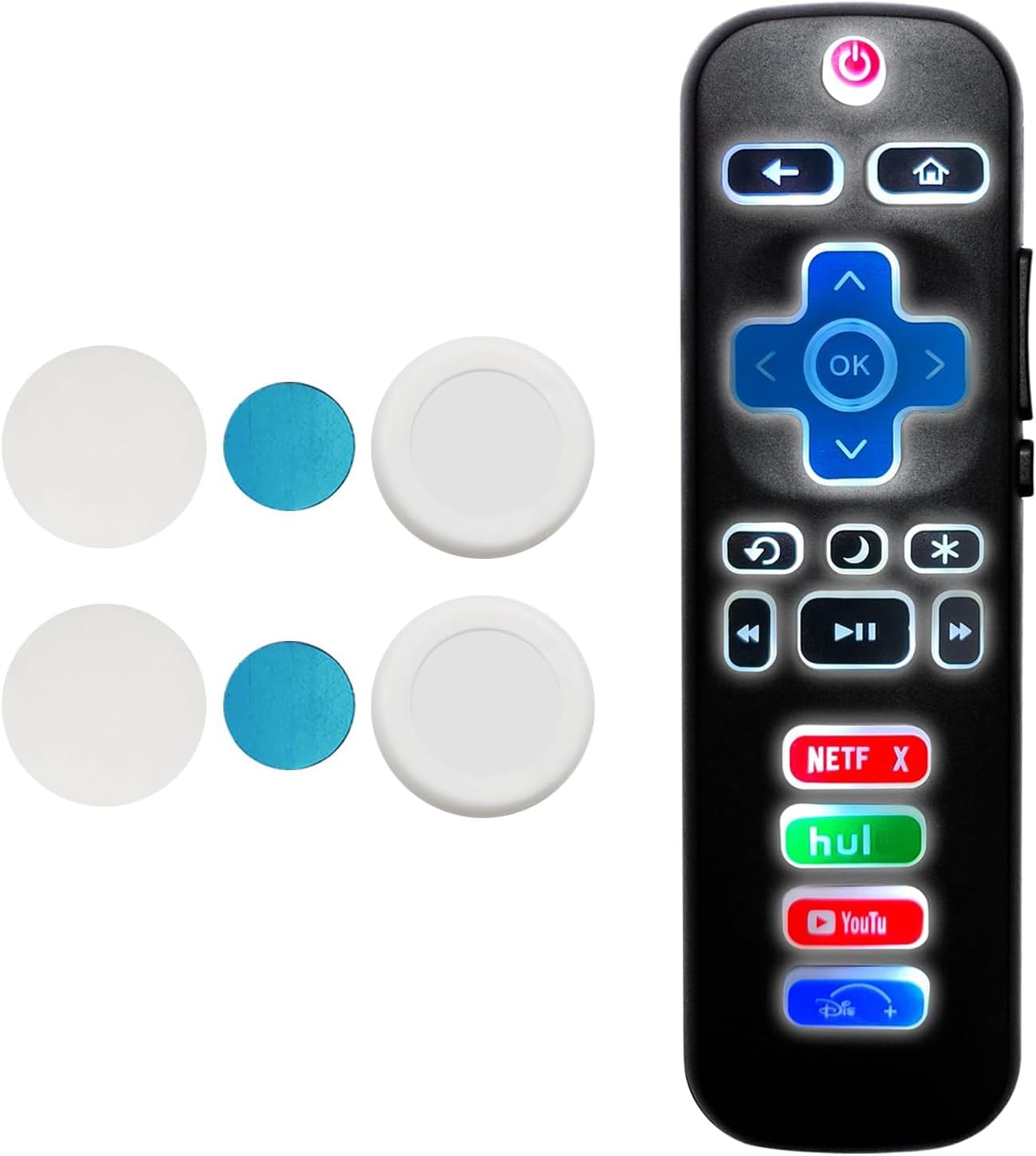 Replacement Backlit Roku TV Remote Control, for TCL/Hisense/Sharp/Philips/Onn/Element/Insignia/Westinghouse Roku TV (NOT for Roku Stick or Box, NOT with Headphone Jack)