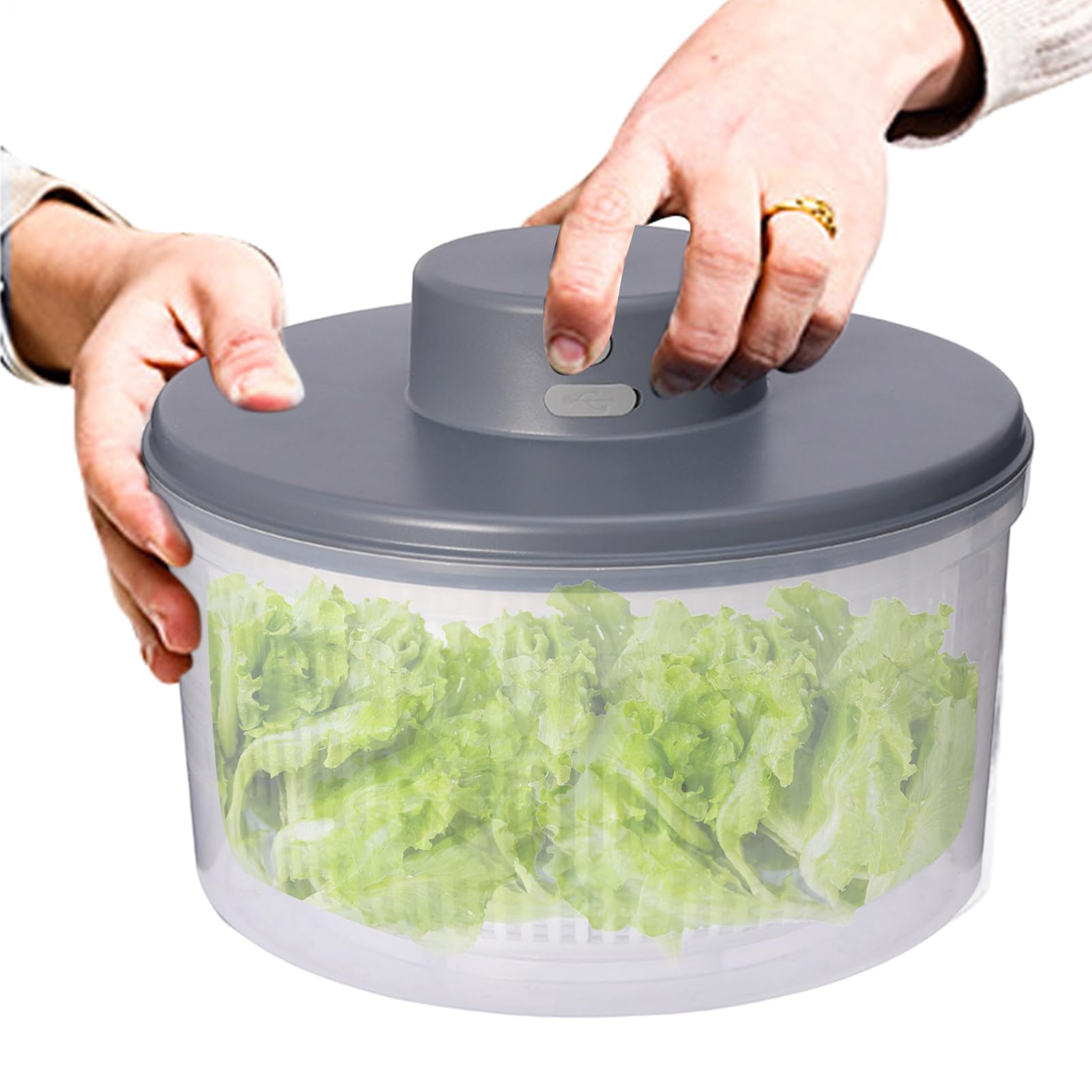 Essiccatore per Verdure – Centrifuga Insalata Elettrica 3 Litri, Miscelatore con Ricarica USB Sicura, Asciugatura Rapida Efficiente | Ideale Insalata, Verdure, Cucina Domestica, Preparazione Veloce