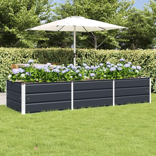 Jardinière rectangulaire anthracite au design architectural durable