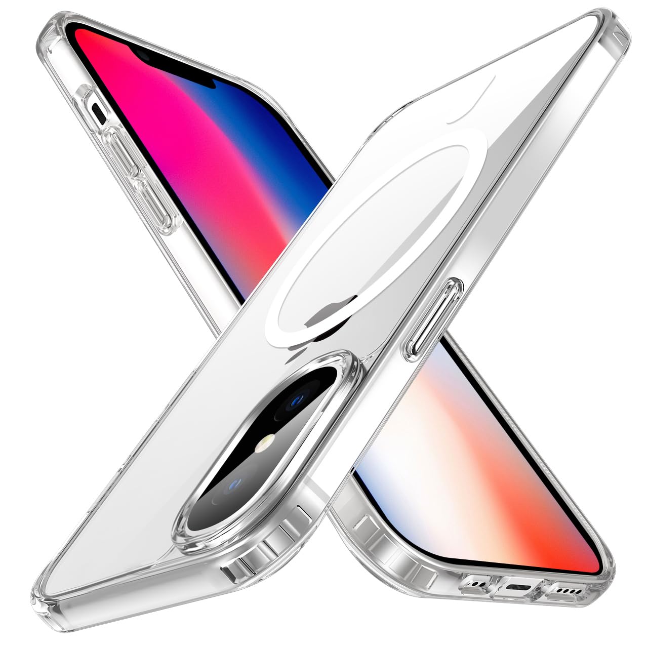 tigratigro Cover Magnetica per iPhone X/iPhone Xs, Compatibile con MagSafe Ricarica Wireless, Anti Ingiallimento, Antiurto di Grado Militare, Custodia magnetica, Retro Antigraffio Trasparente