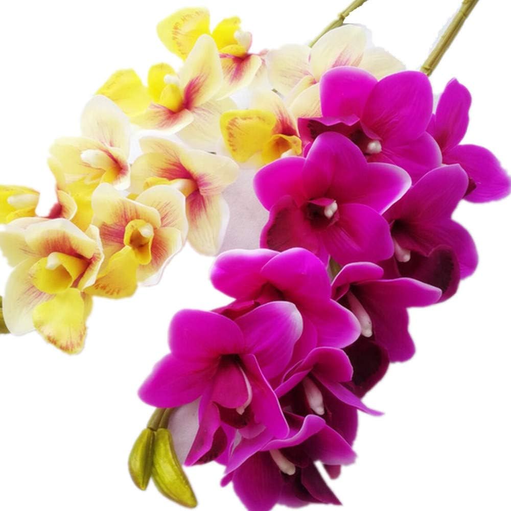 4pcs Real Touch Orchids PU Cymbidium Large Size 10 Heads PU Orchid Flowers for Wedding Centerpieces Decorative Flower (deep Pink)