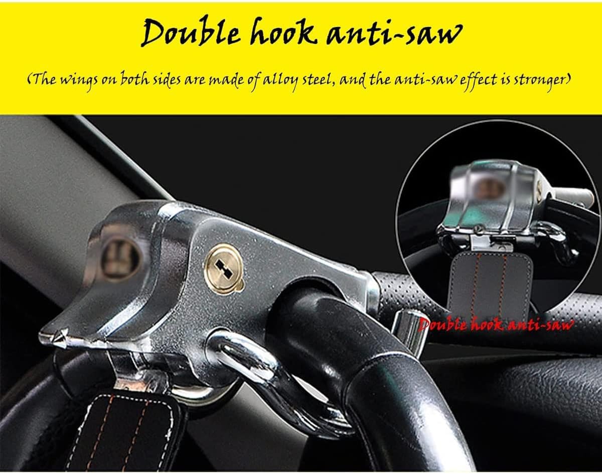 Foldable Auto Car Steering Wheel Lock, Antitheft Locking Safe Devices, Steering Lock, Fit for Cars, Light Trucks, Vans