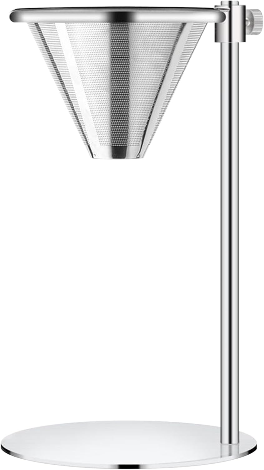 Adjustable Stainless Steel Pour Over Coffee Maker with Double Layer Detachable Washable Filter Polished Pour Over Coffee Dripper for Home Cafe Brewing