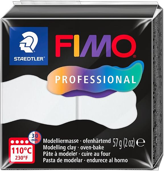STAEDTLER FIMO Professional 8040-0 Pâte à modeler durcissante au four, spécialement conçue pour les professionnels et les artistes, produit unique, blanc - 1