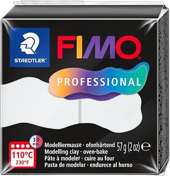 STAEDTLER Polymer Modelling Clay - FIMO Professional - Oven Bake Clay - White, 57g - 1 Block, 8040-0