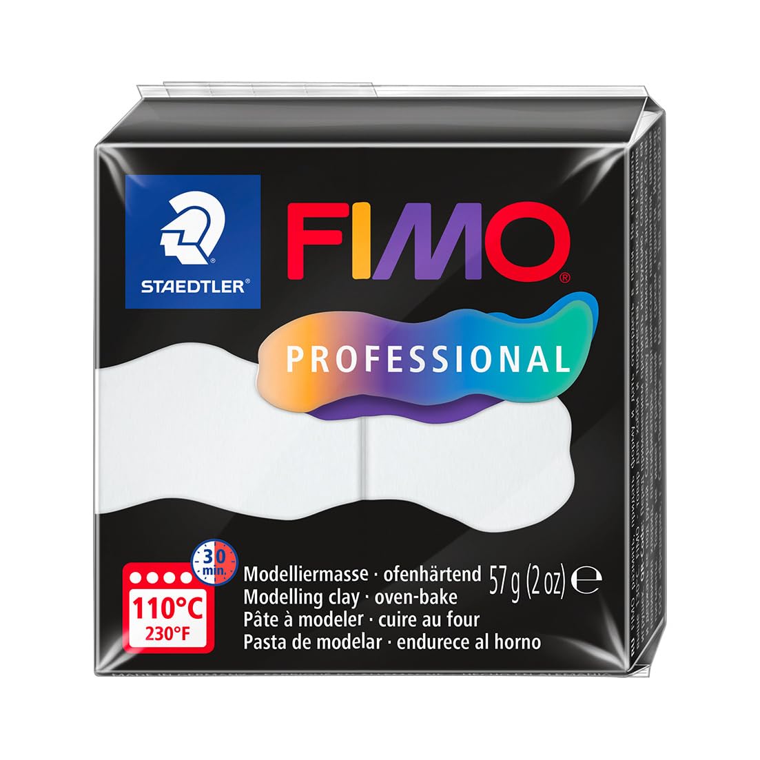 STAEDTLER Polymer Modelling Clay - FIMO Professional - Oven Bake Clay - White, 57g - 1 Block, 8040-0