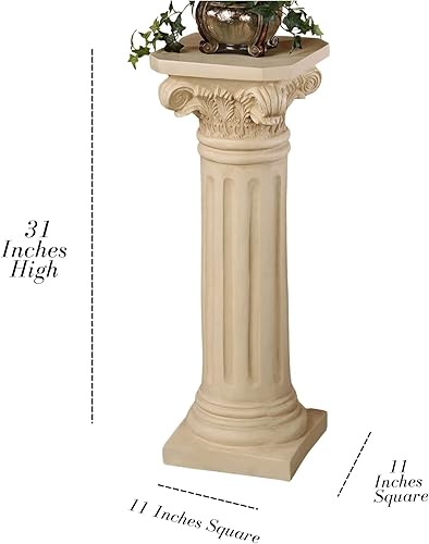 Miniatura 2 de Touch of Class Pedestal de columna clásico - Marfil antiguo - Interior, exterior - Hecho de resina con fibra de vidrio - Pilares romanos para