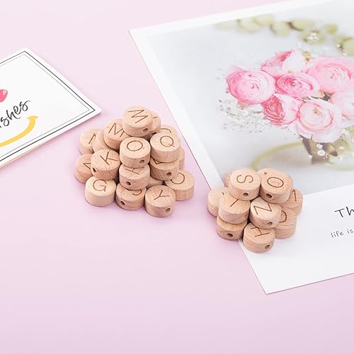 Miniatura 4 de ToBeIT Cuentas de madera cuadradas de madera, cubo, letras del alfabeto, cuentas para manualidades, decoración hecha a mano, fabricación de