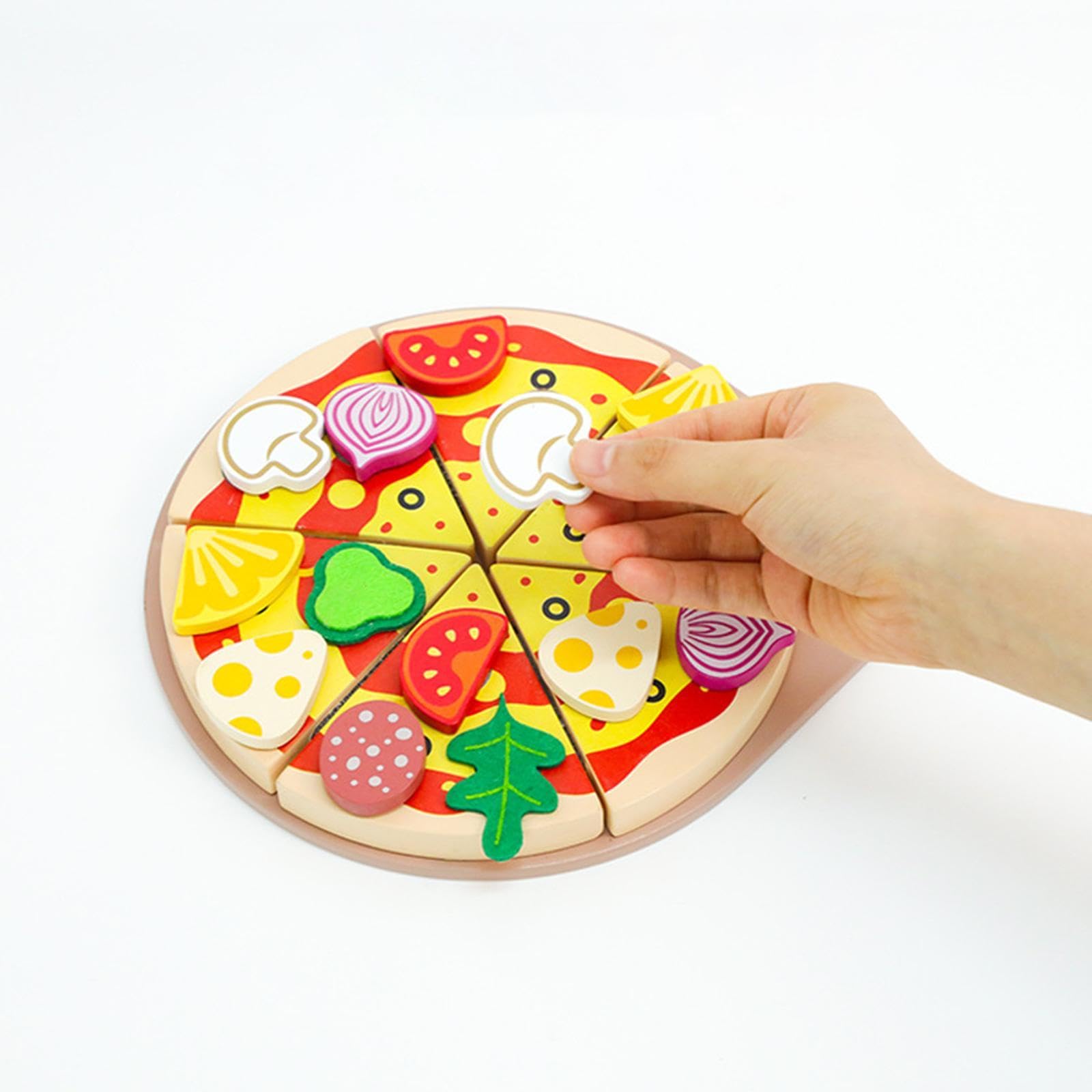 Juguete de Pizza, Juguete Educativo para Cortar Comida, Juguete de Cocina, Bandeja de Accesorios de Madera, Pintura Al Agua para Niños, Adecuado para