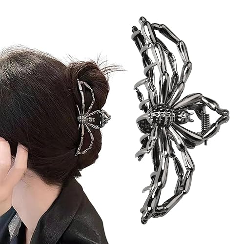 Xiyantiji Clip grande de araña negra para cabello largo y grueso, decoraciones de fiesta de Halloween, accesorios góticos para el cabello cosplay