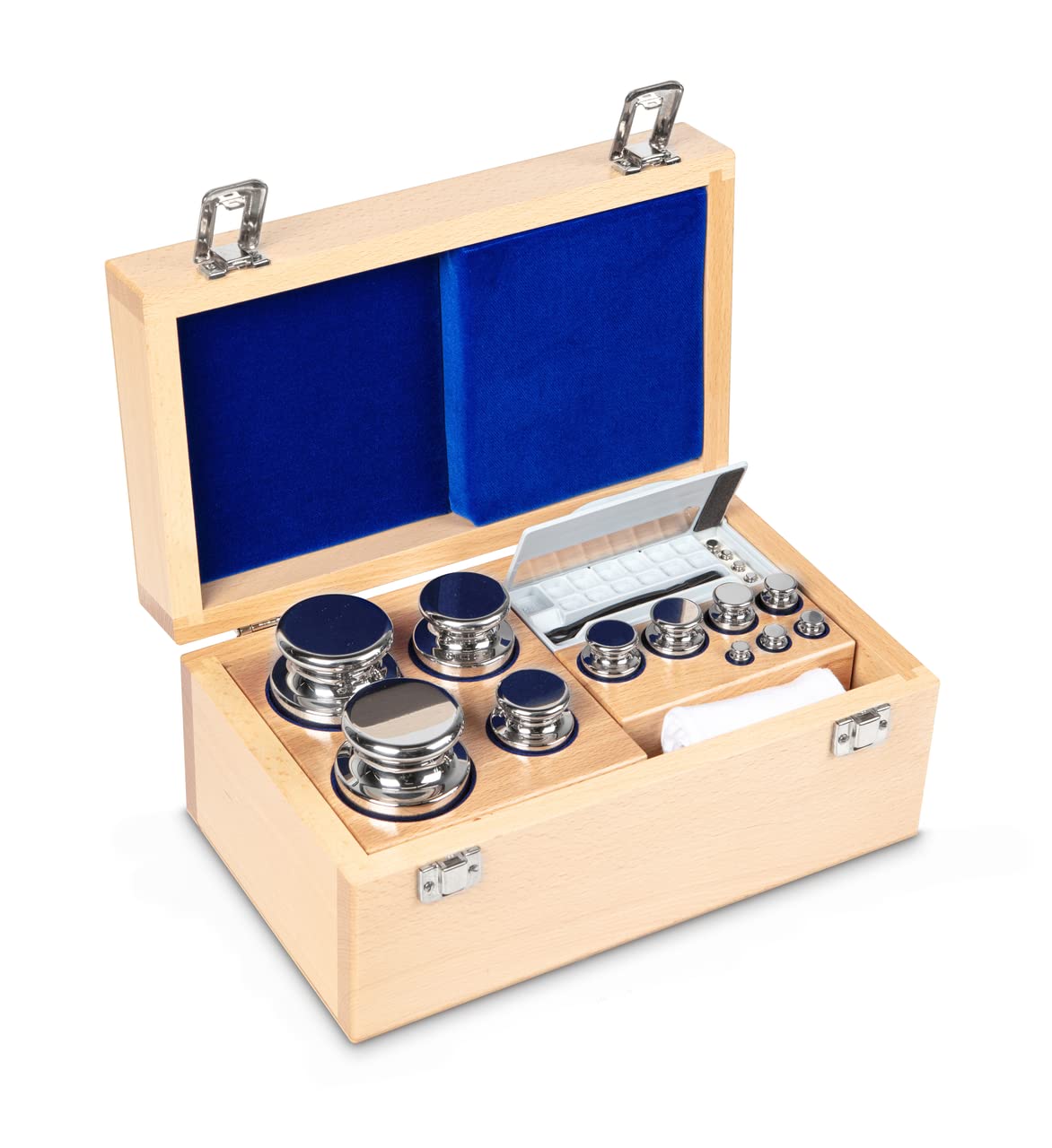 F1 1G - Juego de pesas de 2 kg en caja de madera, acero inoxidable
