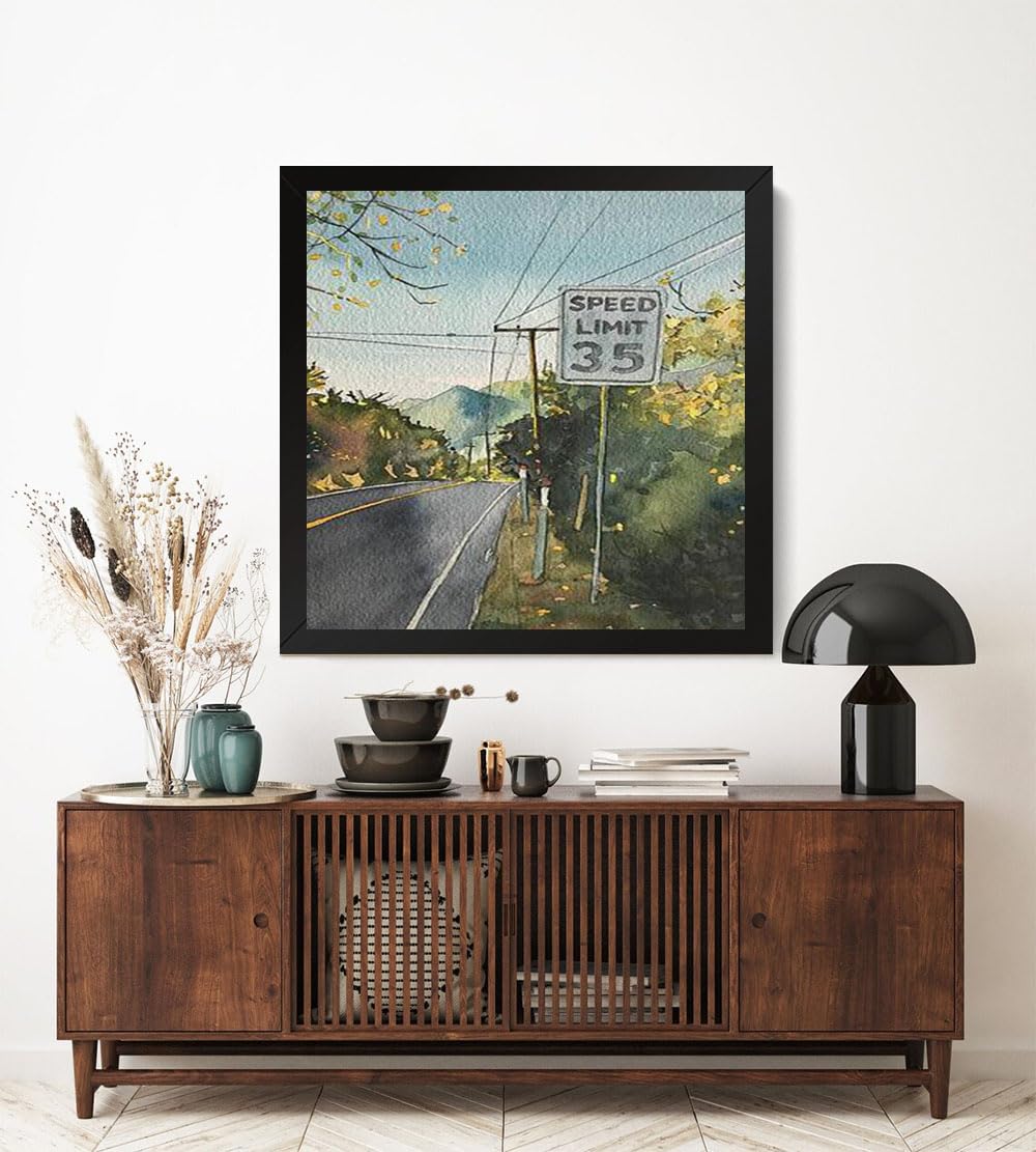 GADGETS WRAP Printed Photo Frame Matte Painting for Home Office Studio Living Room Decoration (17x17inch Black Framed) - The Corner Of Lake Vista Print