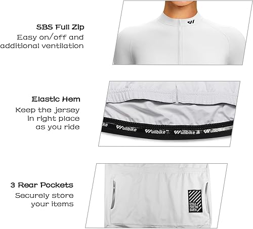 Miniatura 8 de Wulibike Maillot de ciclismo para mujer, manga larga, con bolsillos