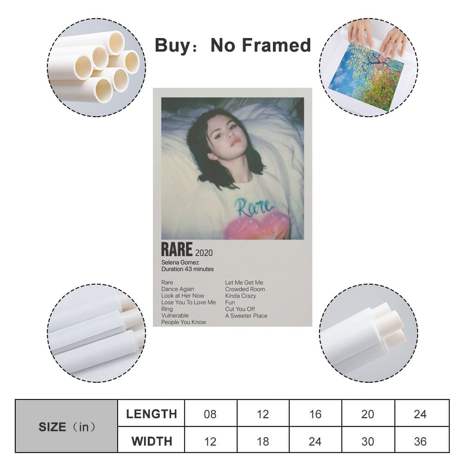 LUCKEY Selena Gomez Poster Pour Chambre à Coucher, Esthétique Et Tendance, Décoration Murale Moderne Pour Salon, Chambre à Coucher, Poster Sur Toile De 50 X 75 Cm, Style Cadre