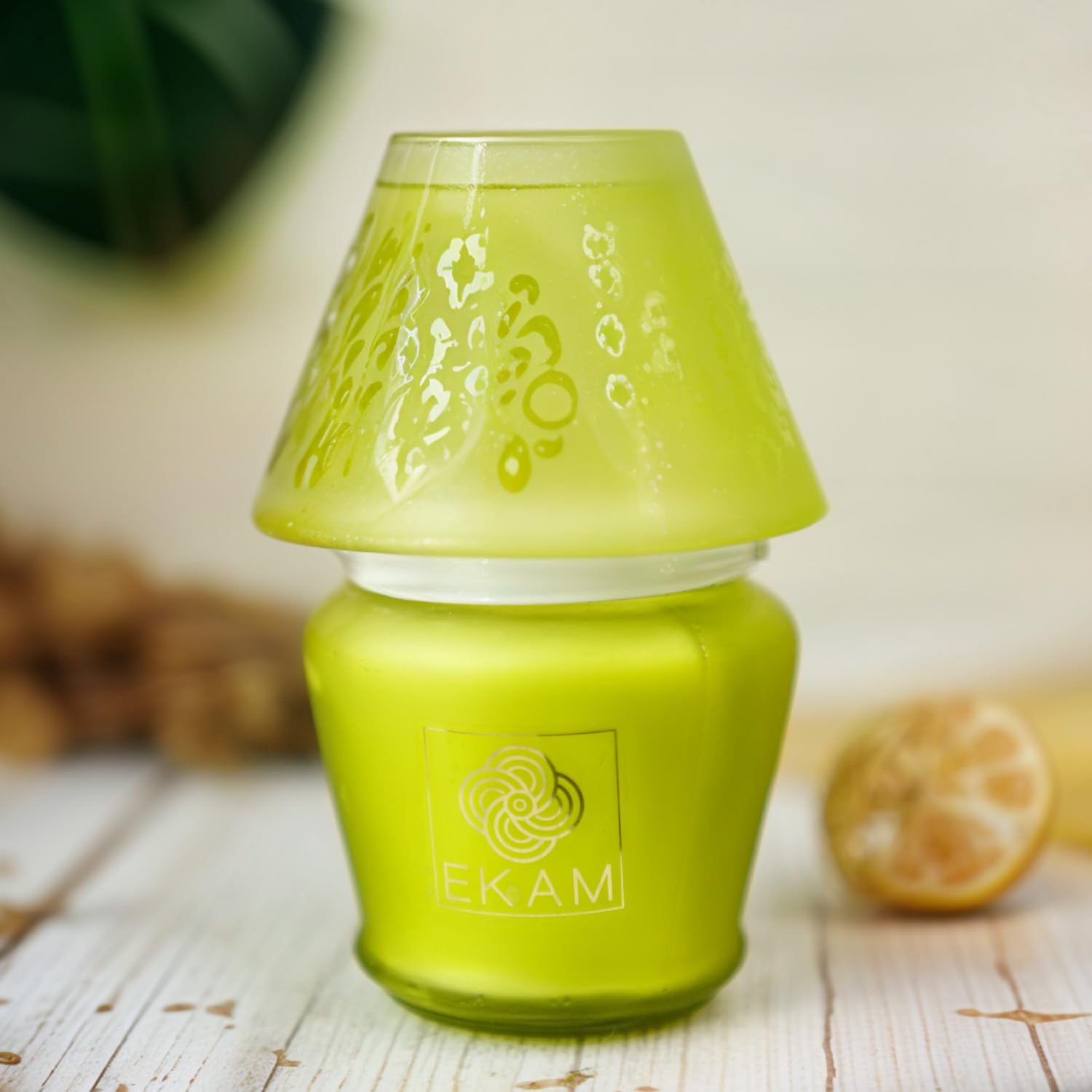 EKAM Scented Candle Frost Glass Lampshade | Lemongrass Fragrance Candle | 114g | 22 Hr Burn | Luxury Aroma Candle for Home Décor, Relaxation, Aromatherapy & Gifting