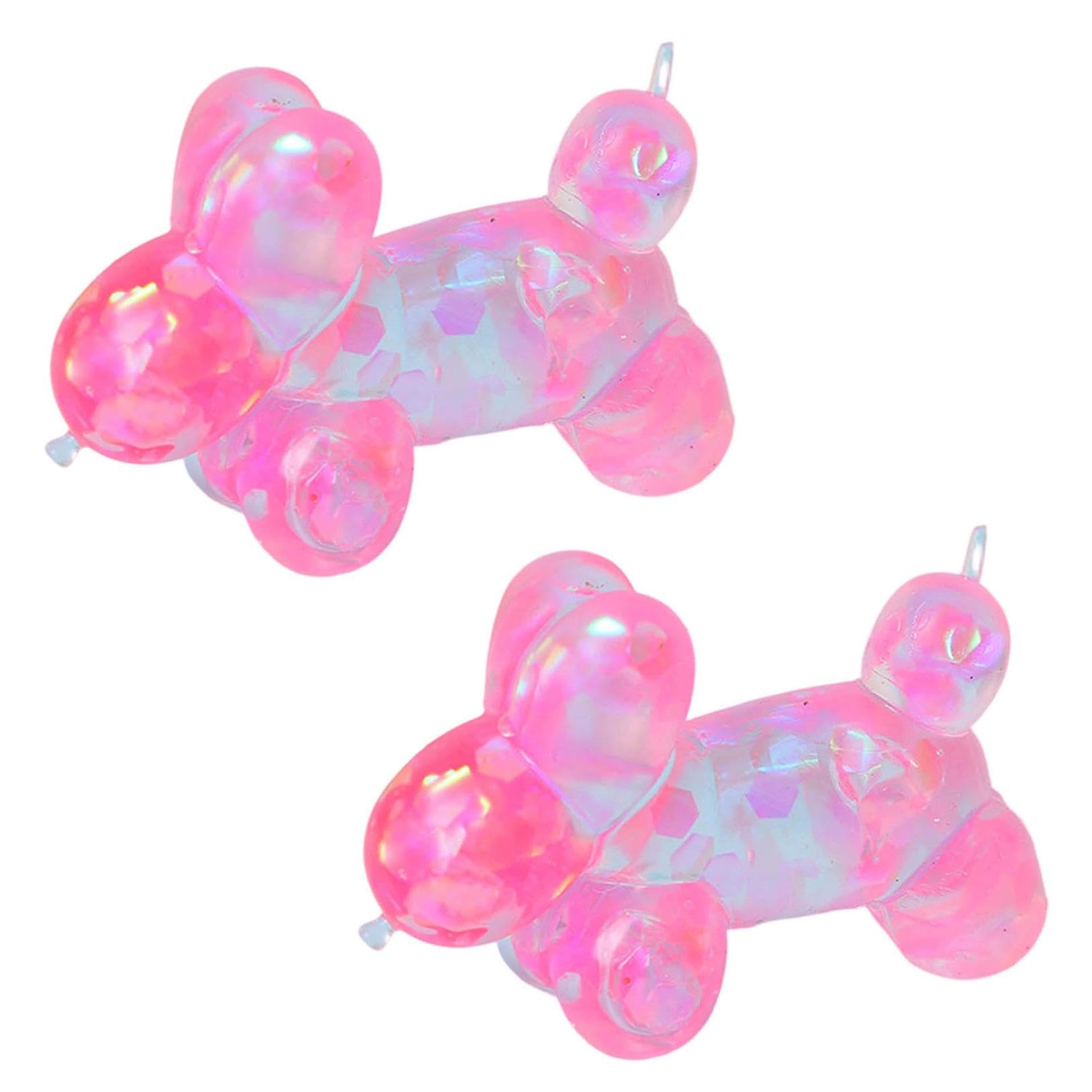 Glitter Maltose Squeeze Balloon Dog Stress Relief, Fidget Squeeze Soft Antistress Sensory Squishy Flexible Calming For Teens, Adults, Office, Workers Students Study Break (B-2PC)