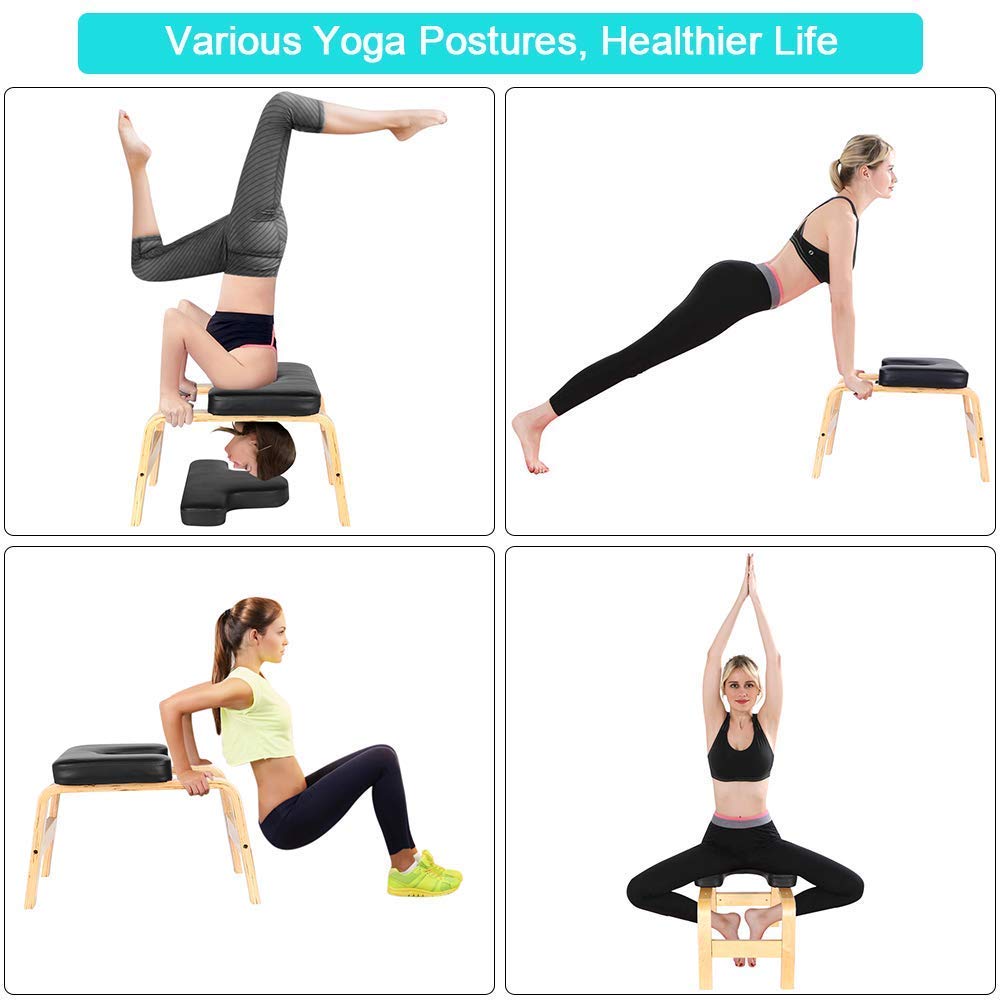 Kopfstandhocker, Yoga Kopfstand Hocker Safe Kopfstandstuhl Trainingsstuhl Chair Bank Stuhl mit PU Auflagen für Ermüdung Entlasten und Körper Bauen Fitnessstudio
